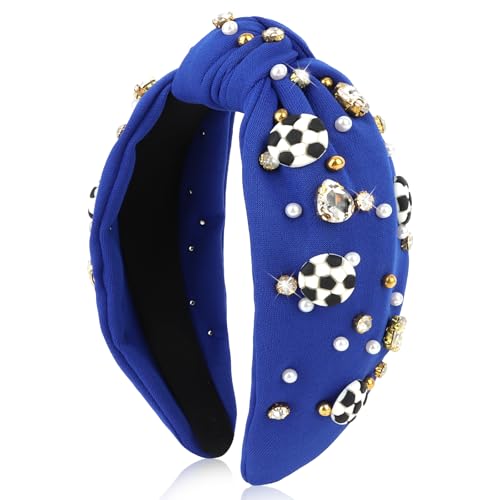 BAHABY Women's Crystal Soccer Headband Navy Blue