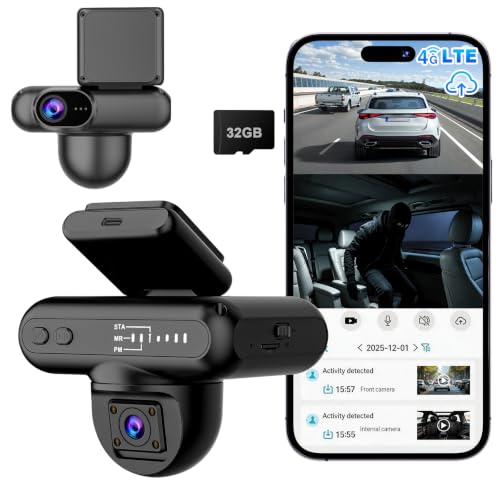 4G LTE Dash Cam with Live View,2K+1080P Front-Inside Car Camera SD/Cloud - image 1