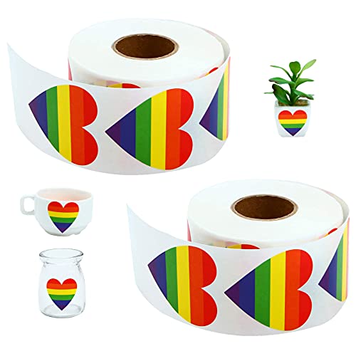 Gay Pride Aufkleber 2 Rollen/1000 Stück Gay Pride Rainbow Sticker Herzförmige Aufkleber Rolle Gay Pride Regenbogen Sticker Für Geschenke Basteln Umschlag Versiegelung Lesbische Gay Gruppenaktivitäten Cover