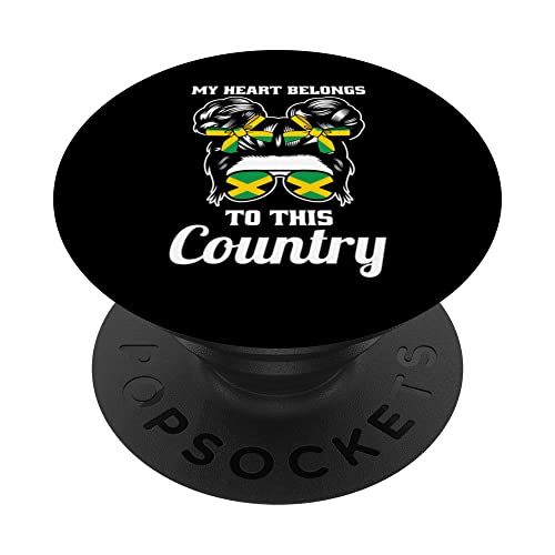 My heart belongs to this country Jamaican PopSockets Swappable PopGrip, Black