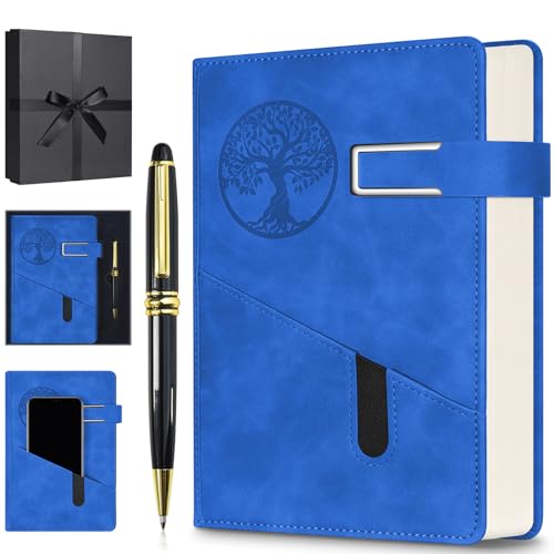 Lined Notebook Journal for Men Women, 365 Pages Numbered College Ruled Notebook, Hardcover Leather Journal with Pen & Gift Box, Thick Daily Diary, Professional Notebooks for Work, School, Business, A5