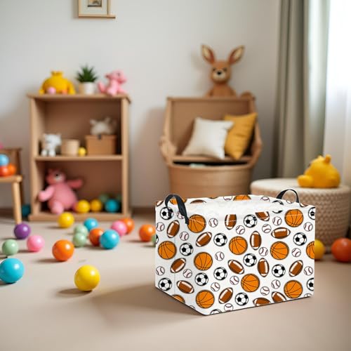 Image of Rectangular Easter Basket Baby Girl Basket Fabric Storage Bin Organizer Box Room Decor(Sports)
