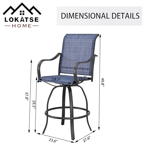 Image of LOKATSE HOME Outdoor Swivel Bistro Stool Set of 4 for Balcony, Poolside, Backyard, Garden, Blue