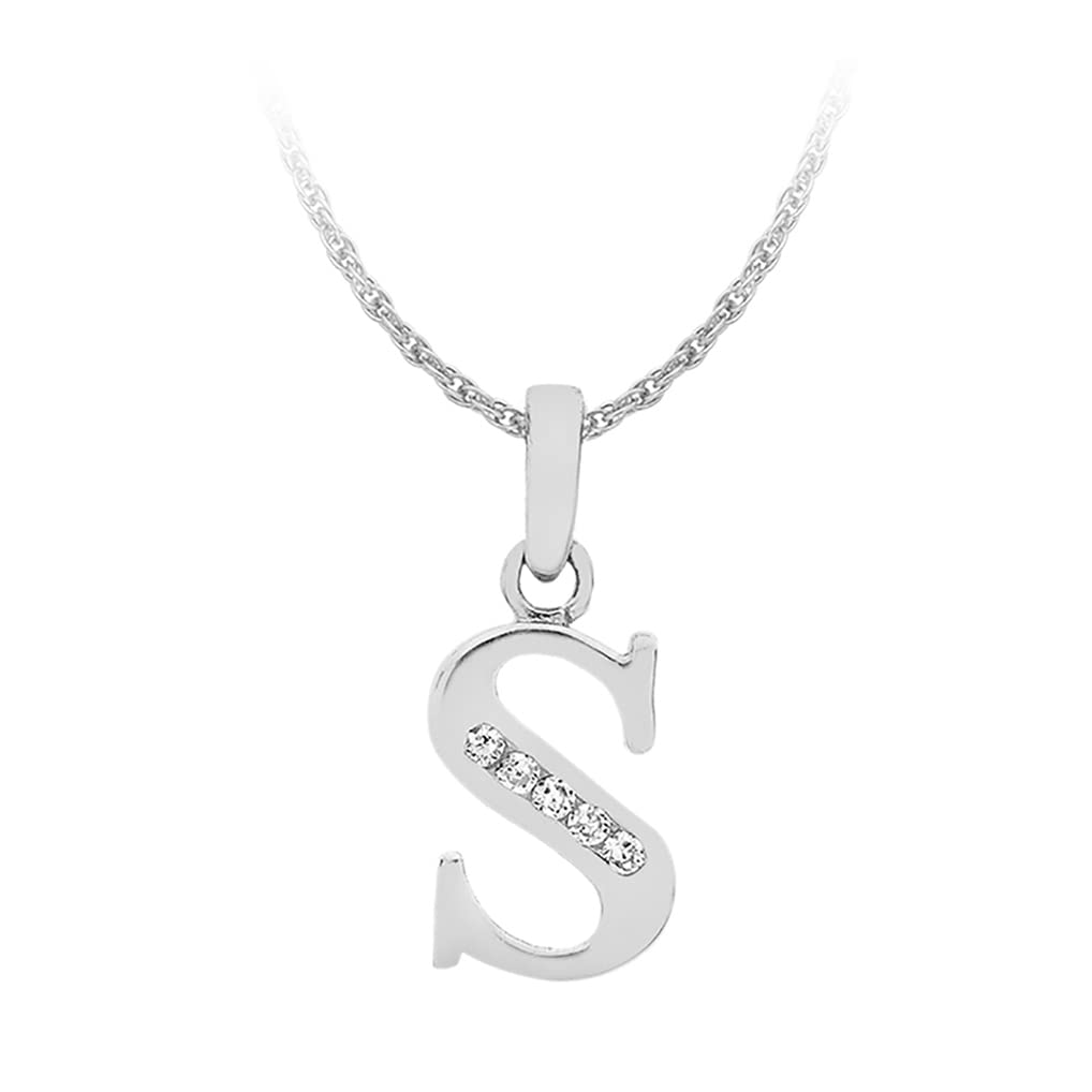 CARISSMA Collana In Oro Bianco 9 Carati Con Pendente Croce Tortile E Zircone Cubico – Catana A Maglia Curb 46 Cm – Gioiello Italiano, Elegante
