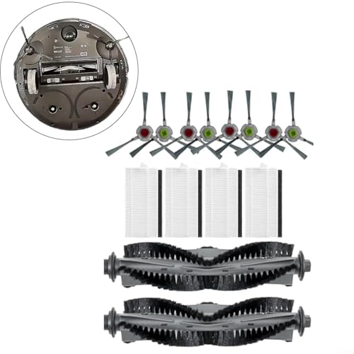 Withtalentto Kehrroboter Zubehör Set, Staubsauger Ersatzteile mit 2 Hauptrollenbürsten, 4 Filtern, 4 Seitenbürsten für AIRROBO – Bild 6