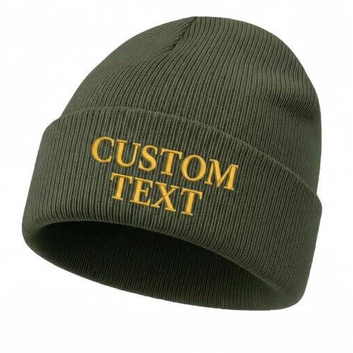 Image of mememom Personalised Family Beanie Hat for Adult Kids,Winter Skull Caps for Men Women,Custom Embroidered Baby Name Hat Three Sizes