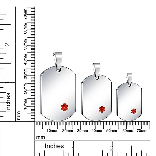 Collar de alerta médico personalizable tipo dog tag de acero para cuidar a sus seres queridos 4