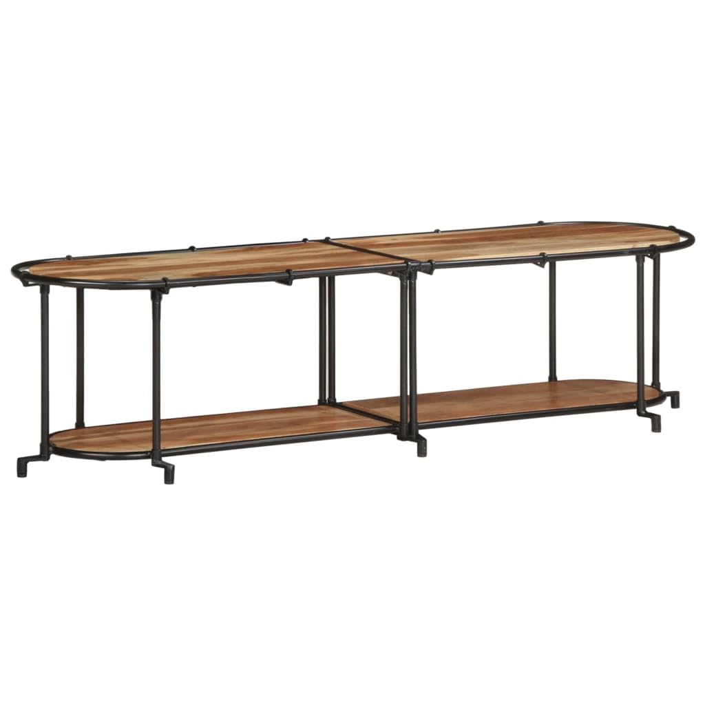 Mobile TV in legno massiccio di acacia, 160 x 42 x 40 cm | Scaffale in ferro industriale, resistente, ampio stoccaggio, soggiorno o camera da letto