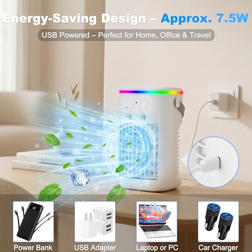 Climatiseur Mobile Mini Rafraîchisseur d'Air avec Télécommande USB