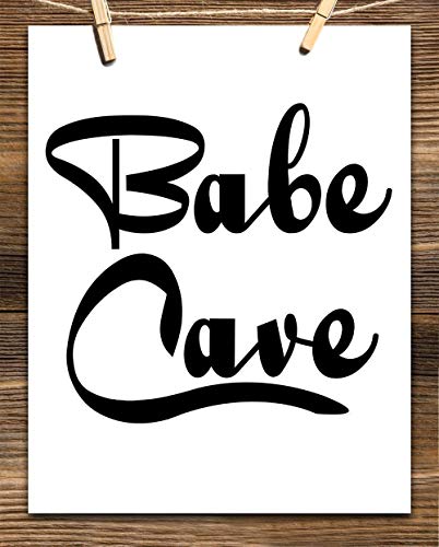 Babe Cave Poster - Great Girl Room Decor, Dorm Room Essentials, Preppy Room Minimalist Decoration, Teen Room She Shed Sign Gift, 11x14 Unframed Typography Art Print Poster, Black and White - Image 6