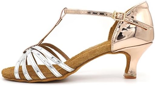 Professional Women's Latin Dance Shoes BD Ballroom Sandals Bachata Tango Jazz Salsa Shoes Silver Rose Gold #2705, 4.5-11