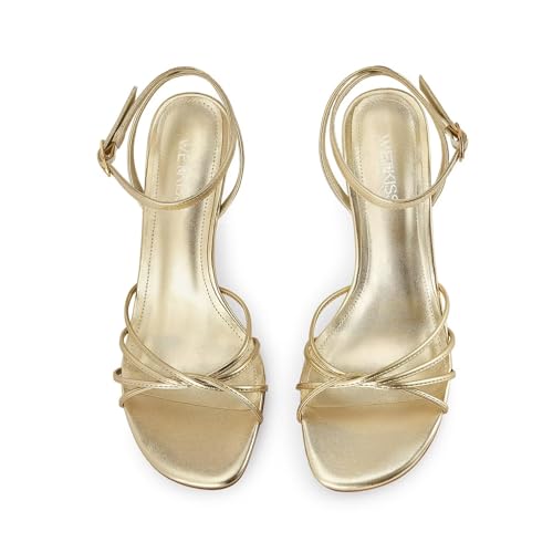 wetkiss Womens Sandals Round Open Toe Kitten Heels Adjustable Ankle Strap Low Heels Heeled Sandals for Women Summer Dress Shoes Not Suitable for Wide Feet3