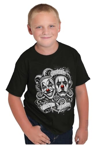 Smile Now Cry Later Clown Masks Crewneck T Shirts Boy Girl4