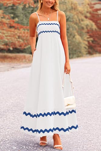 Image of PRETTYGARDEN Women's 2026 Summer Flowy Maxi Dress Casual Sleeveless Spaghetti Strap Ruffle Beach Long Dresses