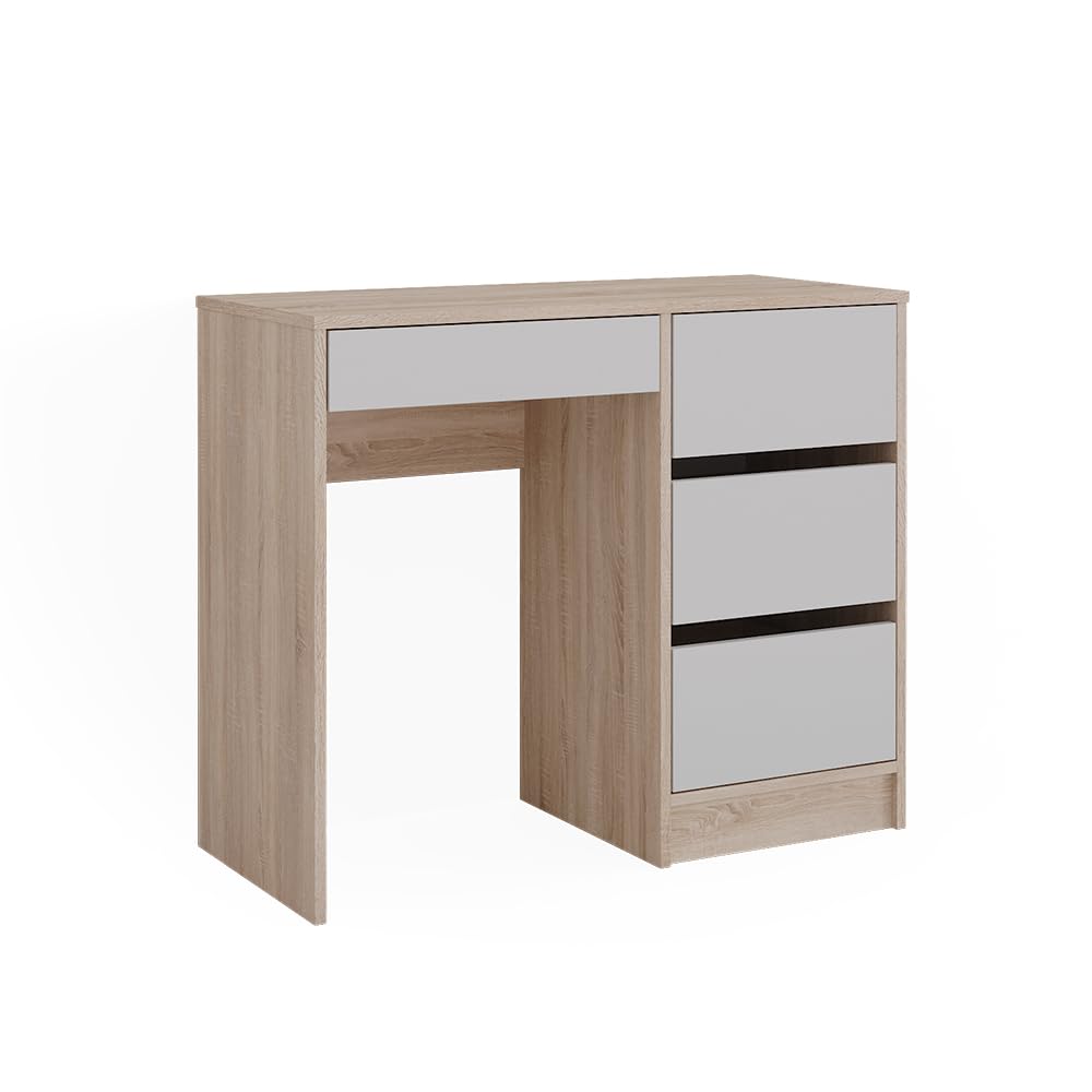 Vicco Bureau Sherry, Blanc/​Sonoma, 90x40cm avec tiroirs, adapté à Une Utilisation Peu encombrante dans Les Petits espaces de Travail