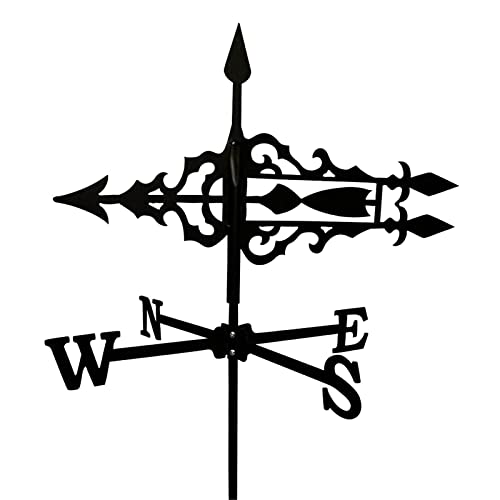 ZNEL Décoratif Girouette Rétro Toit Pieu De Jardin Montage Cour Jeu, Fer Noir Flèche Girouette Indicateur Durable Outils De Mesure Weathercock Ferme Scène,Fancy Arrow Cover