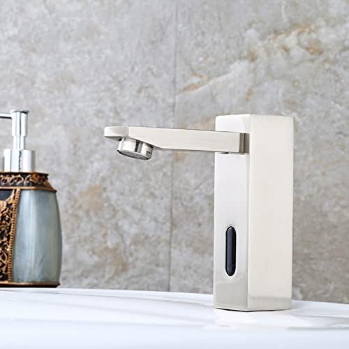 Grifo lavabo baño sin contacto sensor automático cepillado agua caliente fría