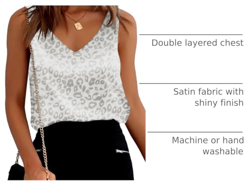 Image of Ekouaer Womens Silk Satin Tank Tops V Neck Casual Sleeveless Tops 2024 Basic Camisole Tank Cami Summer Blouses,3X-Large