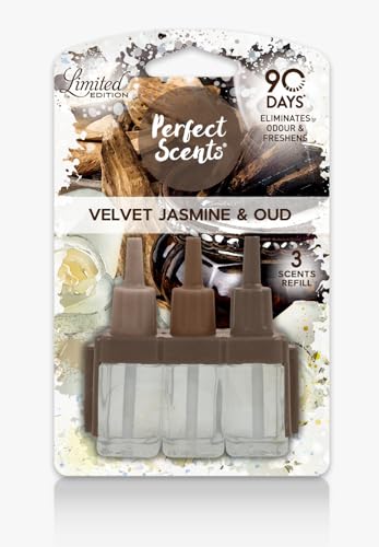 Perfect Scents Plug In Refill Air Freshener - Compatible with 3volution Long Lasting Fragrance (1 Pack= 3X20ml) (Jasmine & Oud, 1 Pack)