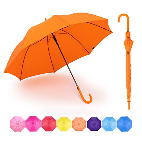 Rumbrella Orange Uv Stick Umbrella Auto Open Upf 50+ With J Hook Handle 50In #TOP29