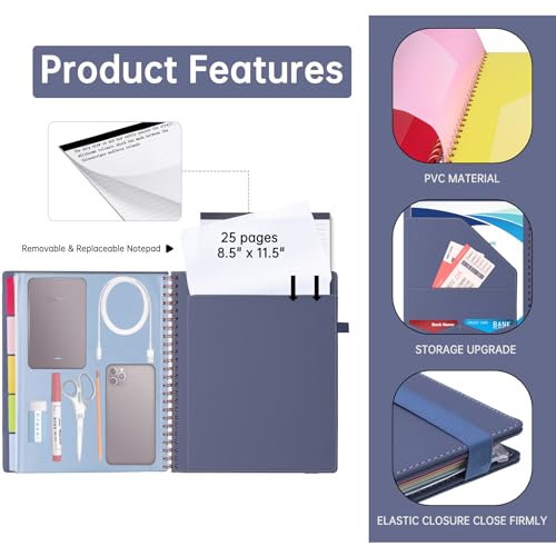 Image of HAUTOCO Leather Clipboard Folio, Spiral Organizer with Notepad & Storage