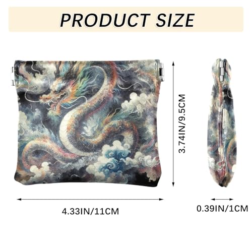 Japanese Dragon Painting Coin Purse Leather Pouch Change Purse, Squeeze Coin Pouch for Cards, Keys & Lipsticks, Unisex3