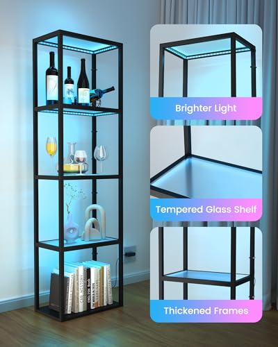 SUPERDANNY Display Cabinet with RGB Light, Remote/App Control, Dimmable LED - image 6