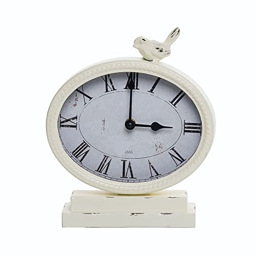 Transpac Bird Distressed Ivory 9.75 X 8.25 Mdf Wood And Metal Desk Clock #TOP24
