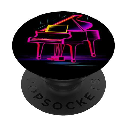 Grand Piano Synthwave Style Piano Player Pianist PopSockets PopGrip Adhésif