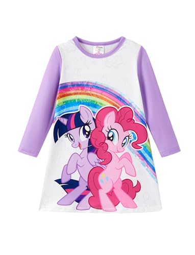 My Little Pony Girls A Line Long Sleeve Skirt Dress Unicorn Graphic Cute Fall Winter Outfit for Baby Toddler Kids 2-6 Years