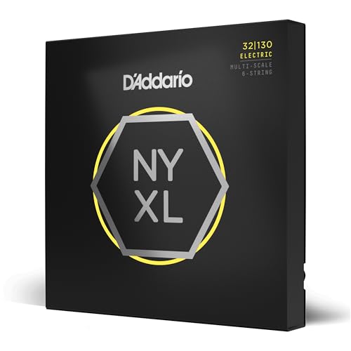 D'Addario Bass Guitar Strings - NYXL Bass Strings - NYXL32130MS - Unrivaled Strength, Tuning Stability, Enhanced Response - For 6 String Multiscale Bass Guitars - 32-130 Regular Light, Multiscale by D'Addario - Used condition - US$19.03