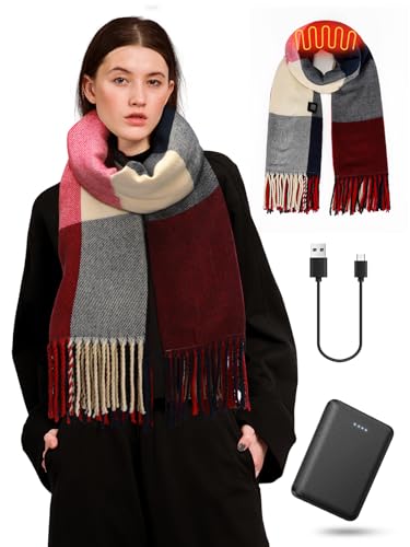 eventek Sciarpa riscaldabile, donne/uomini per il calore Sciarpa calda, con 3 livelli di temperatura e una alimentazione da 5500mAh, ideale per attività all'aperto invernali Natale