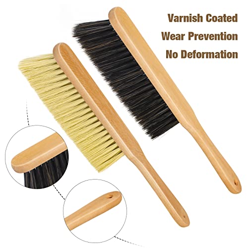 Xxflower Hand Broom, Dust Brush,Wooden Handle Duster For Counter, Bench, Car, Furniture, Bed, Woodworking Cleaning, Soft & Stiff Bristle Brushes, 2Pcs #TOP3