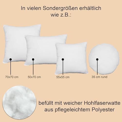 Haus und Deko , Polyester, Kopfkissen Füllkissen Kissenfüllung weiß Dekokissen Sofakissen Quadratisch Kissen ca. 40x40 cm Inlett
