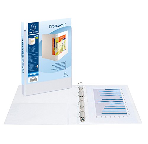 Lot de 10 Classeur Kreacover Maxi, 4 anneaux en D 40mm, PP, devant et dos personnalisables, coloris blanc
