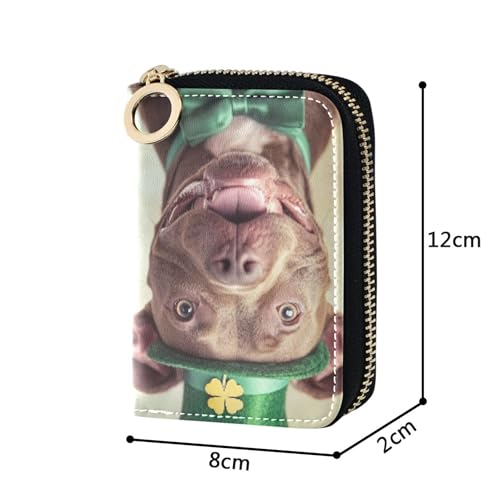 Cute Card Holder Wallets RFID Blocking Leather Wallet Women Zip Around Coin Change Purse with Zipper Cool French Bulldog Dog3