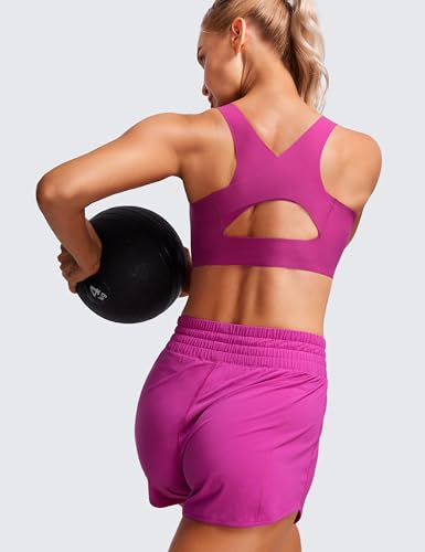 Image of CRZ YOGA Womens Flex Sculpt Racerback Sports Bra - U Neck Medium Impact Padded Wireless Workout Gym Crop Top