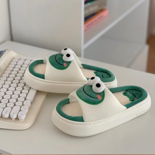 Image of XIXITIAO Cow Slippers for Women /Men Indoor, Cute Cartoon Animal House Shoes, Comfortable Cotton Linen Bedroom Kawaii Cloud Slides