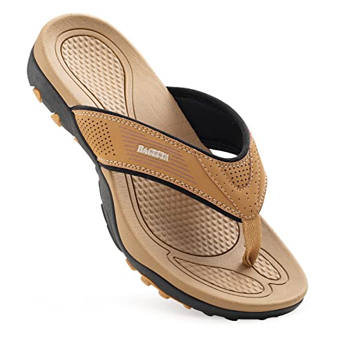 HAOLIRA Herren Flip Flops Zehentrenner Comfy Rutschsicher Sommer Beach Sandalen Outdoor Surfen Badelatschen (N2 Tawny 43 EU)