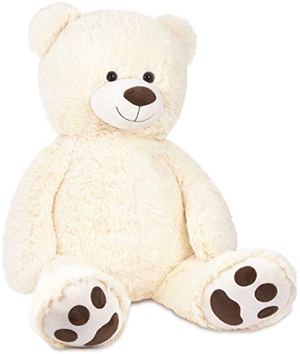 BRUBAKER XXL Teddybär 100 cm groß - Weiß - Stofftier Plüschtier Kuscheltier