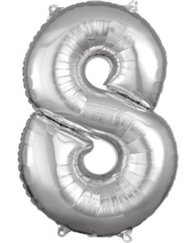 Décoration chiffre 8 argenté taille moyenne pour célébrer vos plus beaux moments
