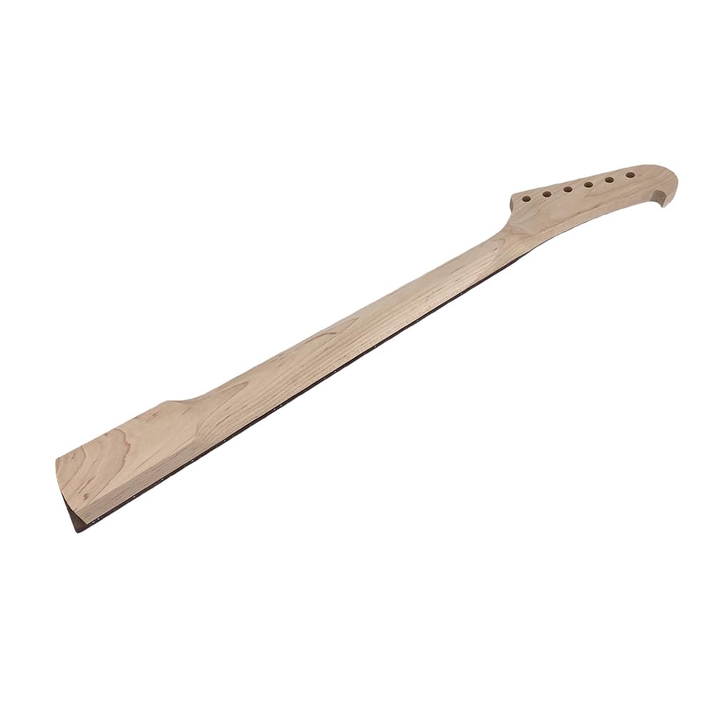 Manico per chitarra a banana per mancini di ricambio, manico in acero a 24 tasti con tastiera in palissandro, dado di bloccaggio, scala da 64,8 cm, tacco imbullonato, regolazione superiore
