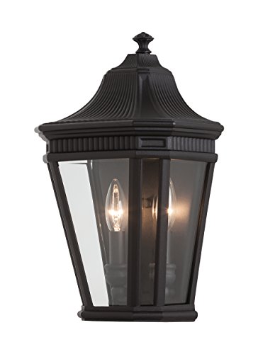 Image of Generation Lighting OL5403BK Cotswold Lane Outdoor Lighting Wall Pocket Sconce, Black, 2-Light (10 Inch W x 16 Inch H) 120watts, cETL Listed, Safety Rated for Wet Locations