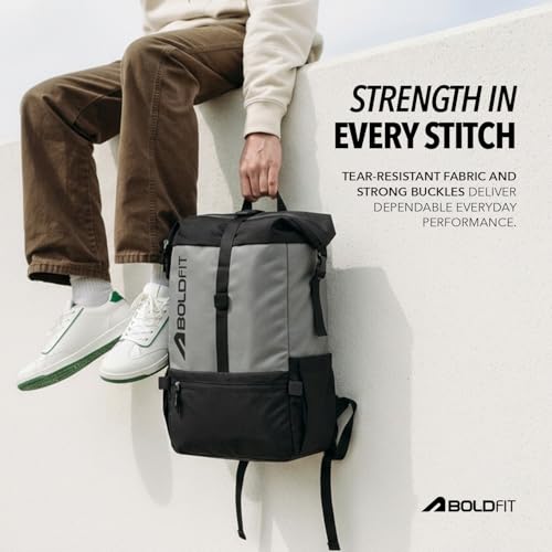 Image of Boldfit Rolltop Bags for Mens 45 Ltrs+ Unfolded Backpack for Men Travel Backpack for Women with Sleeve Separator Travel Bag for Men Pack for Outdoor, Office Lightweight Smart Backpack