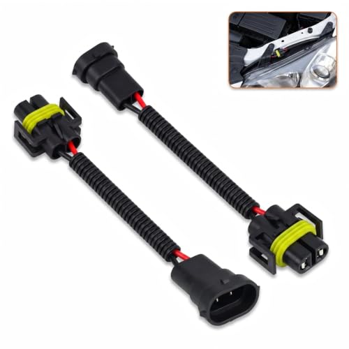 Tunrisy 2PCS H8 H9 H11 Pigtail Extension Connector Wiring Kit, Waterproof Male Female Plug Adapters for Car High Low Beam Headlights & Fog Lamp Wire Harness Replacement