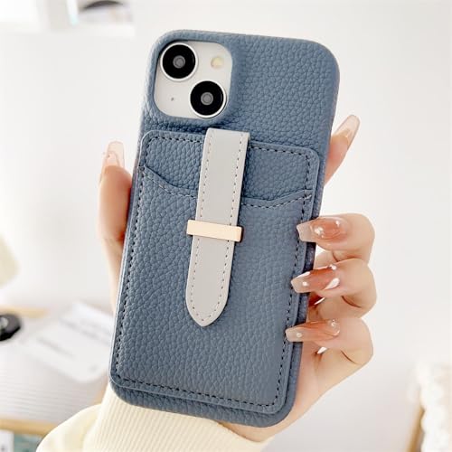 Housse en Cuir PU iPhone 14 Pro au Motif Litchi Unique et Couleur Contrastée