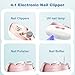 4 in 1 Electric Nail Clipper with Polisher, File & UV Light, Automatic Nail Trimmer with LED Light & Nail Scraps Storage, Rechargeable Nail Trimmer for Baby & Seniors(White)