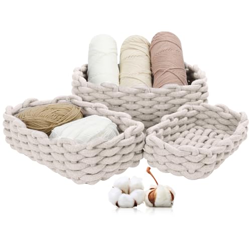 Cinnani 3er Set Aufbewahrungskorb,Baumwollseil Geflochten,Korb Aufbewahrung...