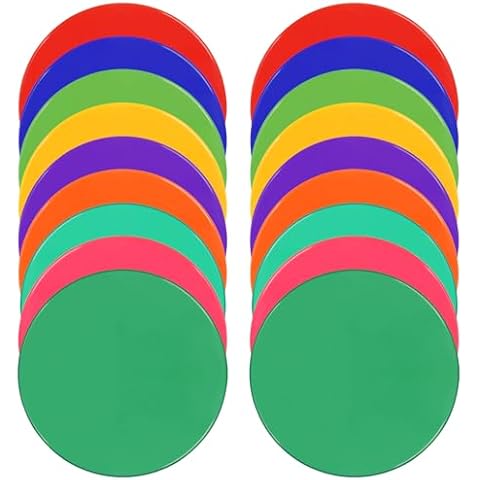 TuXHui Spot Markers 9inch 10inch 18pcs 27pcs Rubber Agility Dots Flat Cones Non Slip Sports Dots Floor Spots Agility Markers for Kids Soccer Basketball Speed Agility Training, Classroom Activities Cover