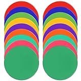 Poly Spots 10inch Poly Spot Markers for Gym Floor, 9 Colors 18 Pcs Non-Slip Rubber Floor Dots Flat Cones Round Agility Markers for Sports Soccer Basketball PE Training, Dance, Classroom Activities